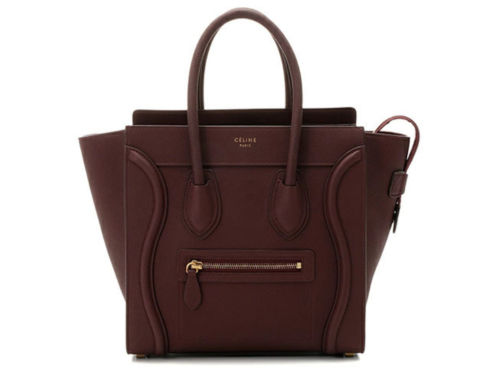 Celine Luggage Tote Tote Bag Bordeaux Purple Brown Calfskin